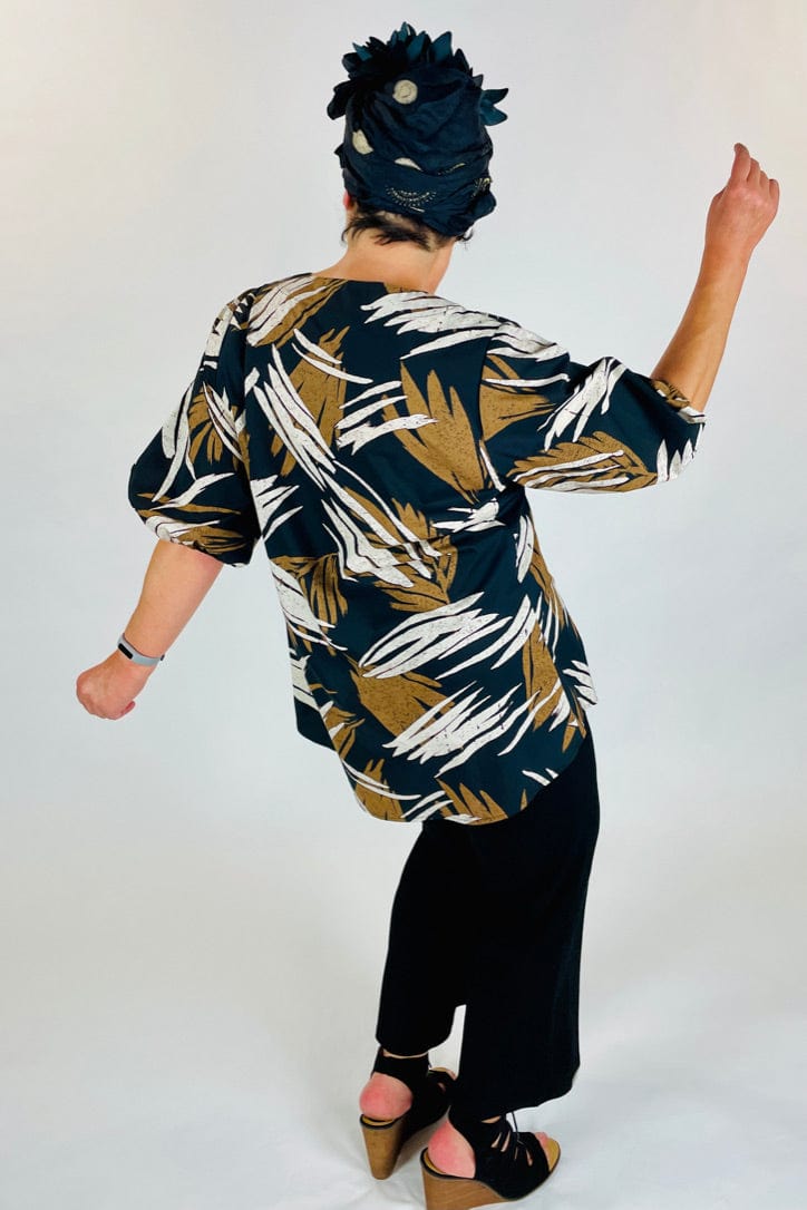 I Own This Ship Top perry front pleat tunic brushstroke black