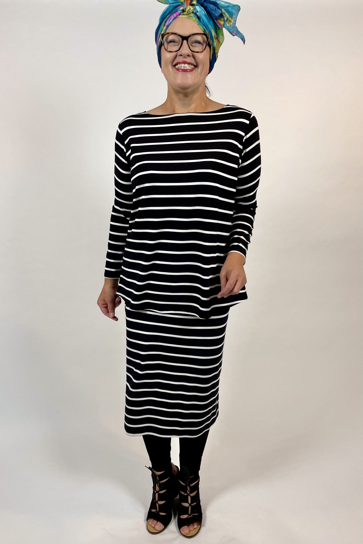WEYRE Top relaxed boat top black and white stripe