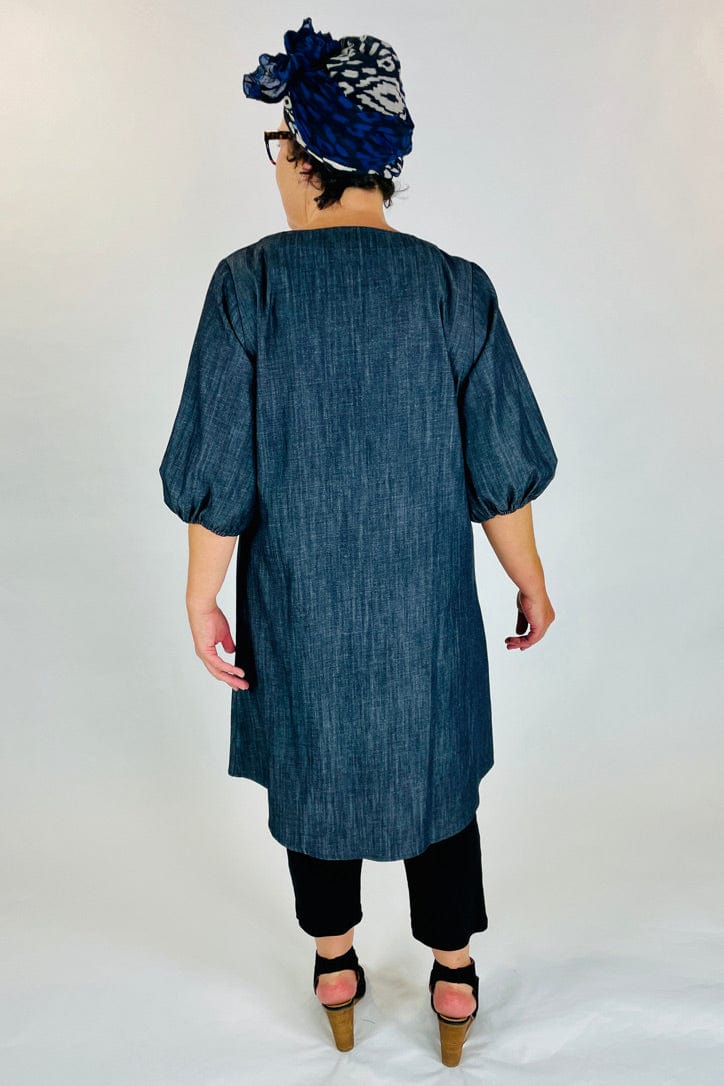I Own This Ship Dress perry front pleat dress chambray indigo
