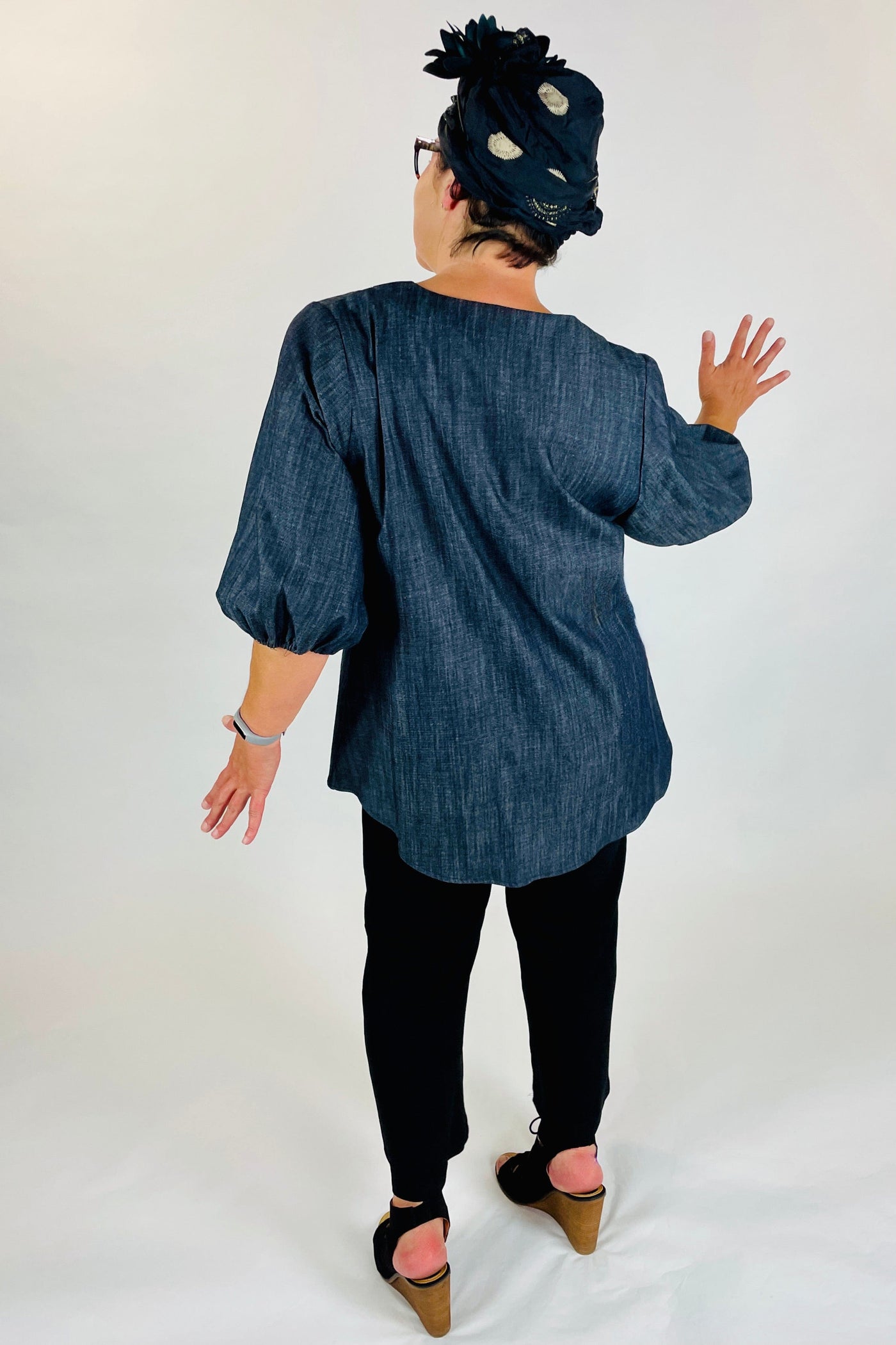 I Own This Ship Top perry front pleat tunic chambray indigo