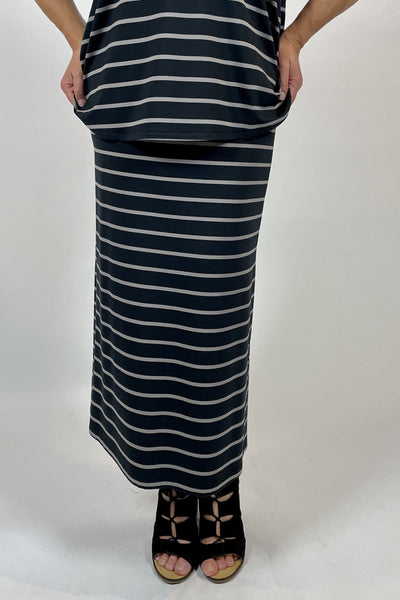 WEYRE Skirt maxi skirt charcoal and dove stripe