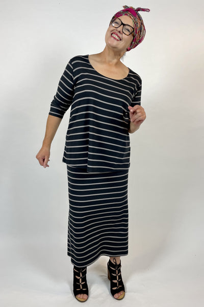 WEYRE Skirt maxi skirt charcoal and dove stripe