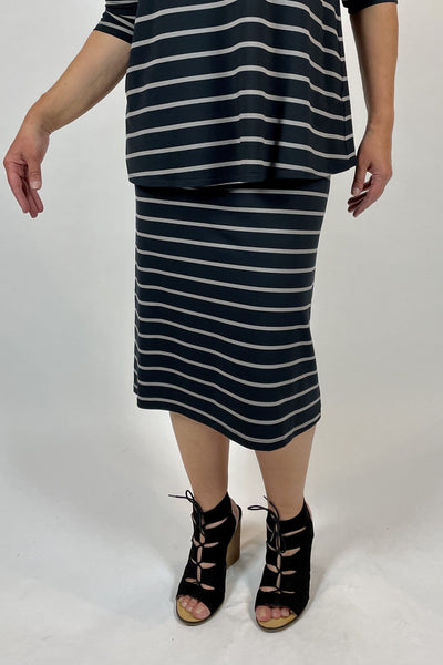 WEYRE Skirt midi skirt charcoal and dove stripe